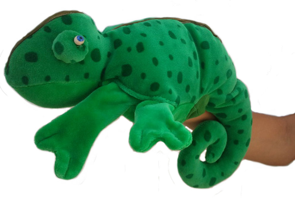 bleu-vert Grandes créatures Marionnette caméléon 