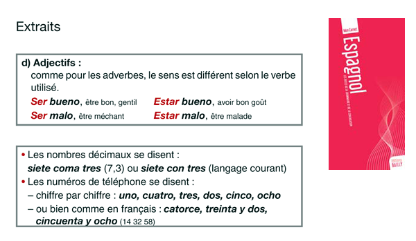 grammaire espagnole, les règles de l'espagnol, carnet d'espagnol Bailly